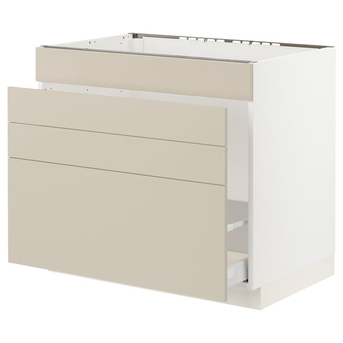 SEKTION / MAXIMERA Gabinete bajo freg/cls residuos/4fr, blanco/Havstorp beige, 36x24x30 "