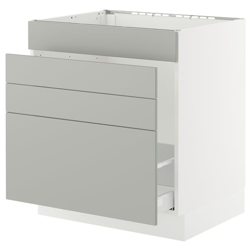 SEKTION / MAXIMERA Gabinete bajo freg/cls residuos/4fr, blanco/Havstorp gris claro, 30x24x30 "