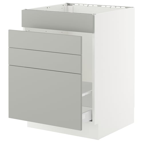 SEKTION / MAXIMERA Gabinete bajo freg/cls residuos/4fr, blanco/Havstorp gris claro, 24x24x30 "