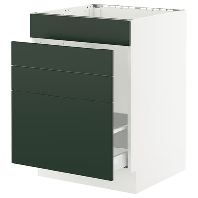 SEKTION / MAXIMERA Gabinete bajo freg/cls residuos/4fr, blanco/Havstorp verde oscuro, 24x24x30 "
