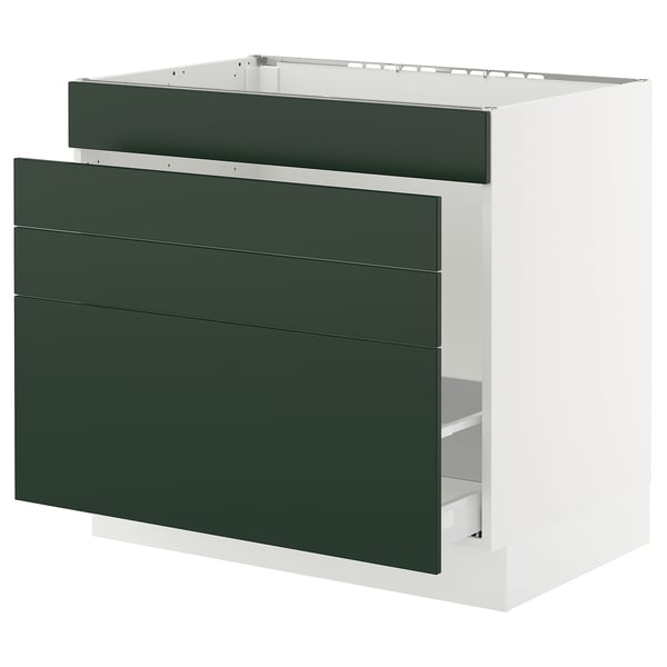 SEKTION / MAXIMERA Gabinete bajo freg/cls residuos/4fr, blanco/Havstorp verde oscuro, 36x24x30 "