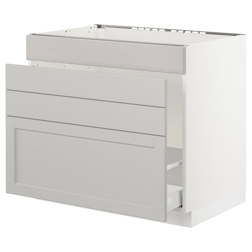 SEKTION / MAXIMERA Gabinete bajo freg/cls residuos/4fr, blanco/Lerhyttan gris claro, 36x24x30 "