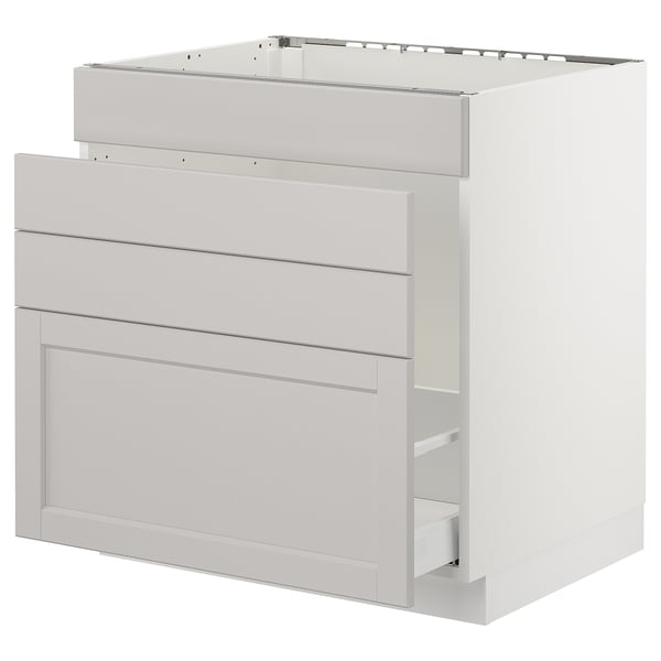 SEKTION / MAXIMERA Gabinete bajo freg/cls residuos/4fr, blanco/Lerhyttan gris claro, 30x24x30 "