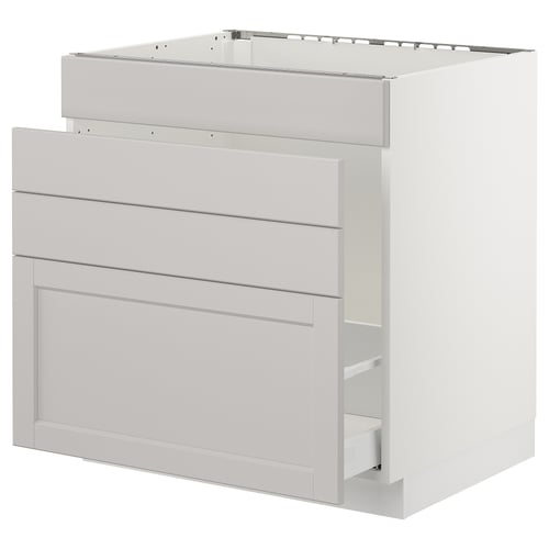 SEKTION / MAXIMERA Gabinete bajo freg/cls residuos/4fr, blanco/Lerhyttan gris claro, 30x24x30 "