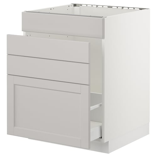 SEKTION / MAXIMERA Gabinete bajo freg/cls residuos/4fr, blanco/Lerhyttan gris claro, 24x24x30 "