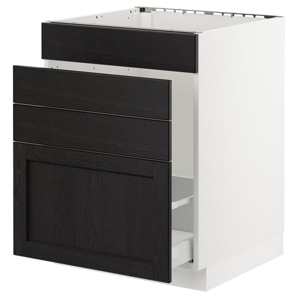 SEKTION / MAXIMERA Gabinete bajo freg/cls residuos/4fr, blanco/Lerhyttan teñido en negro, 24x24x30 "