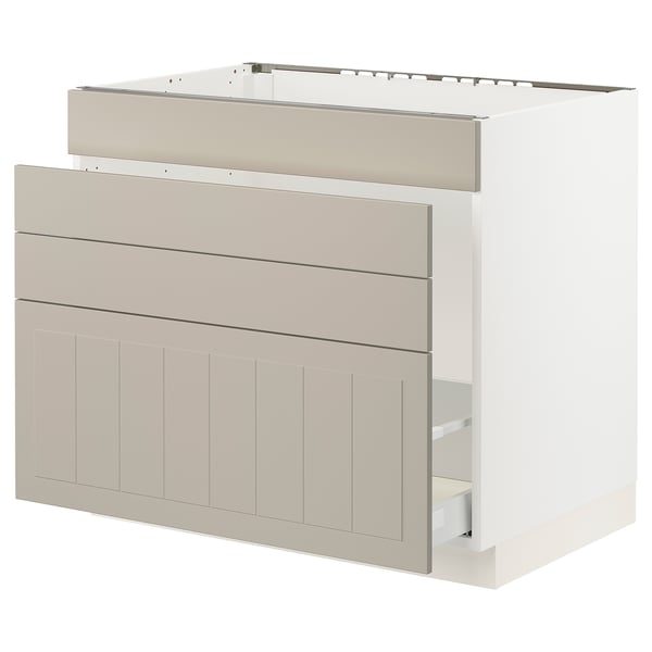 SEKTION / MAXIMERA Gabinete bajo freg/cls residuos/4fr, blanco/Stensund beige, 36x24x30 "
