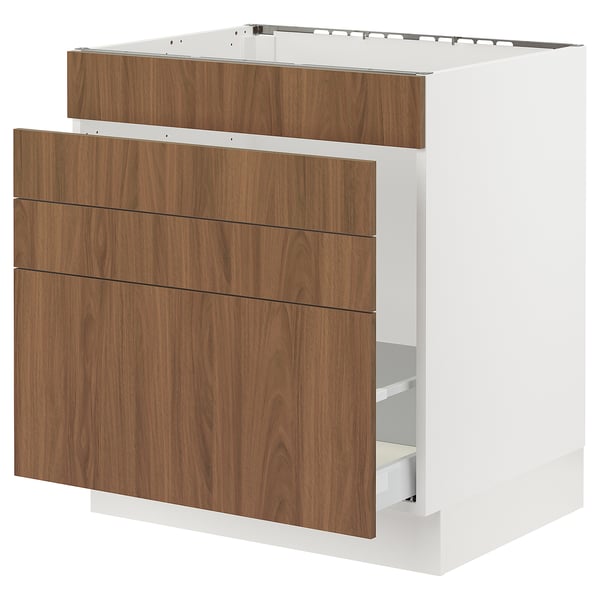 SEKTION / MAXIMERA Gabinete bajo freg/cls residuos/4fr, blanco/Tistorp efecto nogal marrón, 30x24x30 "