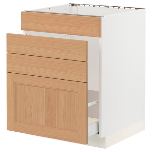 SEKTION / MAXIMERA Gabinete bajo freg/cls residuos/4fr, blanco/Vedhamn roble, 24x24x30 "