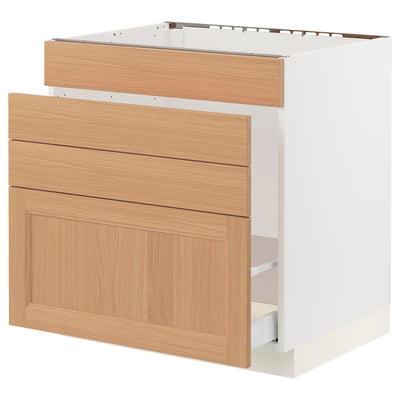 SEKTION / MAXIMERA Gabinete bajo freg/cls residuos/4fr, blanco/Vedhamn roble, 30x24x30 "