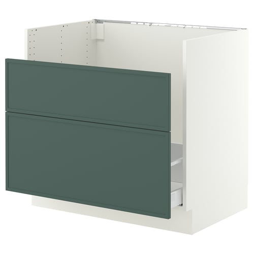 SEKTION / MAXIMERA Gabinete bajo freg HAVSEN/clrs/2fr, blanco/Aspudden gris verdoso oscuro, 36x24x30 "