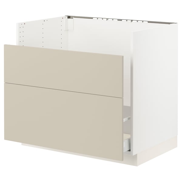 SEKTION / MAXIMERA Gabinete bajo freg HAVSEN/clrs/2fr, blanco/Havstorp beige, 36x24x30 "