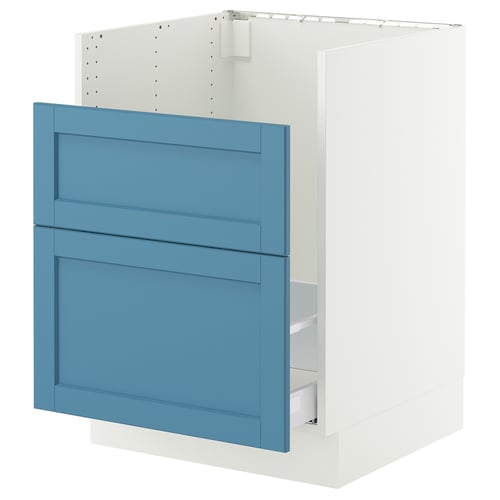 SEKTION / MAXIMERA Gabinete bajo freg HAVSEN/clrs/2fr, blanco/Lerhyttan azul, 24x24x30 "