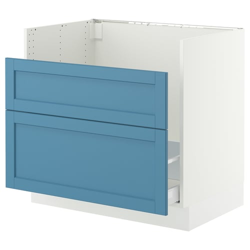 SEKTION / MAXIMERA Gabinete bajo freg HAVSEN/clrs/2fr, blanco/Lerhyttan azul, 36x24x30 "