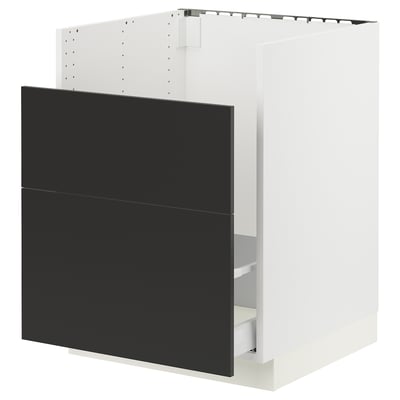 SEKTION / MAXIMERA Gabinete bajo freg HAVSEN/clrs/2fr, blanco/Nickebo antracita mate, 24x24x30 "