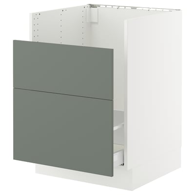 SEKTION / MAXIMERA Gabinete bajo freg HAVSEN/clrs/2fr, blanco/Nickebo verde grisáceo mate, 24x24x30 "