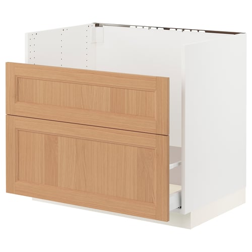 SEKTION / MAXIMERA Gabinete bajo freg HAVSEN/clrs/2fr, blanco/Vedhamn roble, 36x24x30 "