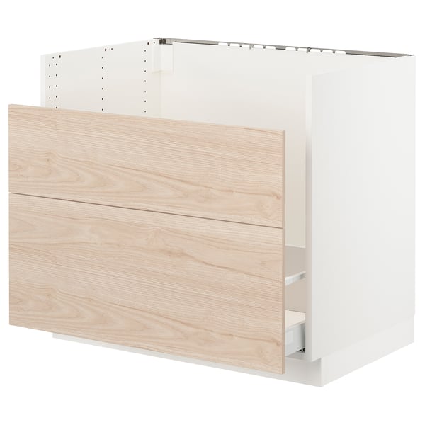 SEKTION / MAXIMERA Gabinete bajo freg HAVSEN/rsds/2frn, blanco/Askersund efecto de fresno claro, 36x24x30 "