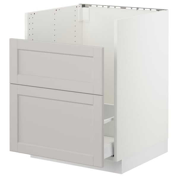 SEKTION / MAXIMERA Gabinete bajo freg HAVSEN/rsds/2frn, blanco/Lerhyttan gris claro, 24x24x30 "