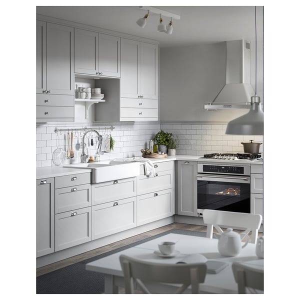 SEKTION / MAXIMERA Gabinete bajo freg HAVSEN/rsds/2frn, blanco/Lerhyttan gris claro, 36x24x30 "