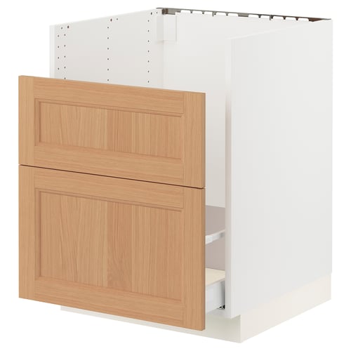 SEKTION / MAXIMERA Gabinete bajo fregadero TALLSJÖN, blanco/Vedhamn roble, 24x24x30 "