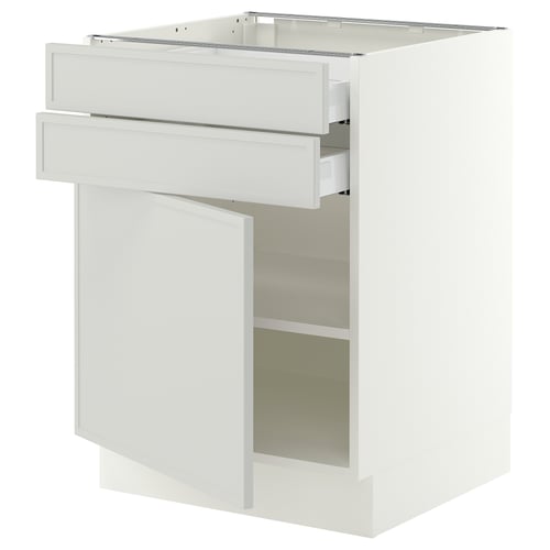 SEKTION / MAXIMERA Gabinete bajo+puerta/2 cajones, blanco/Aspudden gris claro, 24x24x30 "