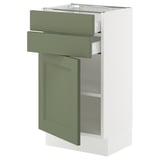 SEKTION / MAXIMERA Gabinete bajo+puerta/2 cajones, blanco/Axstad gris-verde, 18x15x30 "
