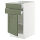SEKTION / MAXIMERA Gabinete bajo+puerta/2 cajones, blanco/Axstad gris-verde, 18x24x30 "