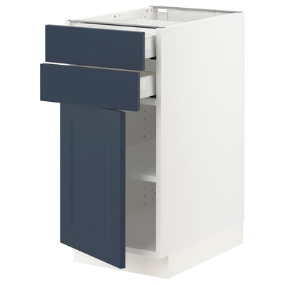 SEKTION / MAXIMERA Gabinete bajo+puerta/2 cajones, blanco Axstad/mate azul, 15x24x30 "