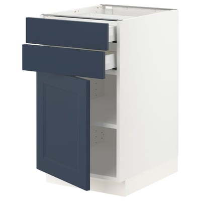 SEKTION / MAXIMERA Gabinete bajo+puerta/2 cajones, blanco Axstad/mate azul, 18x24x30 "