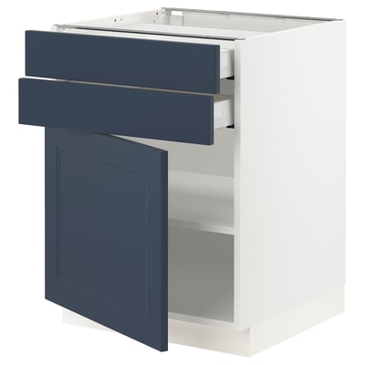 SEKTION / MAXIMERA Gabinete bajo+puerta/2 cajones, blanco Axstad/mate azul, 24x24x30 "