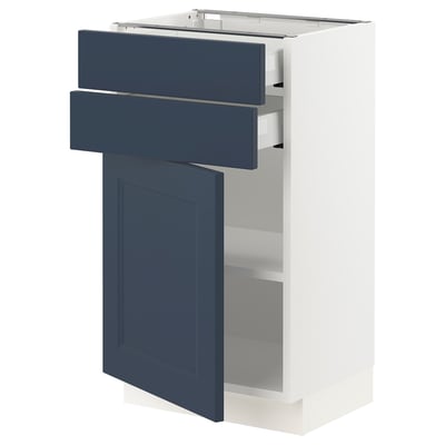 SEKTION / MAXIMERA Gabinete bajo+puerta/2 cajones, blanco Axstad/mate azul, 18x15x30 "