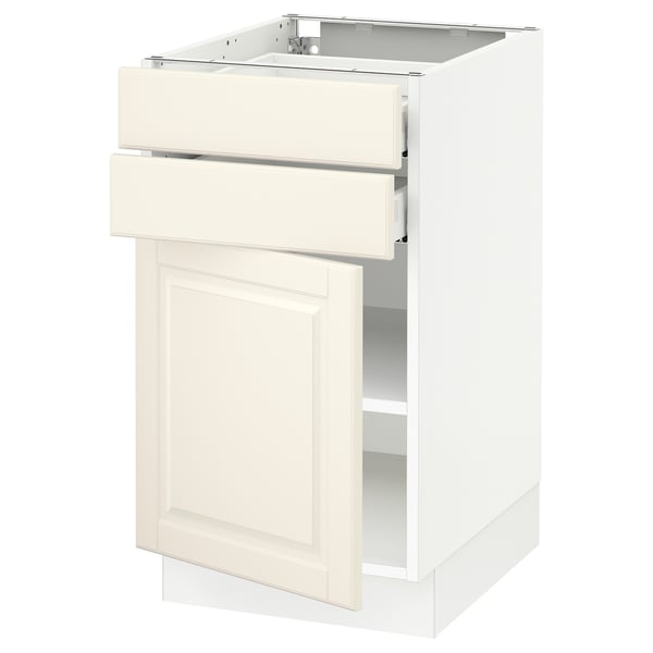SEKTION / MAXIMERA Gabinete bajo+puerta/2 cajones, blanco/Bodbyn color hueso, 18x24x30 "