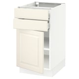 SEKTION / MAXIMERA Gabinete bajo+puerta/2 cajones, blanco/Bodbyn color hueso, 18x24x30 "