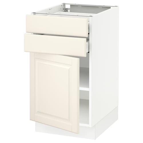 SEKTION / MAXIMERA Gabinete bajo+puerta/2 cajones, blanco/Bodbyn color hueso, 18x24x30 "