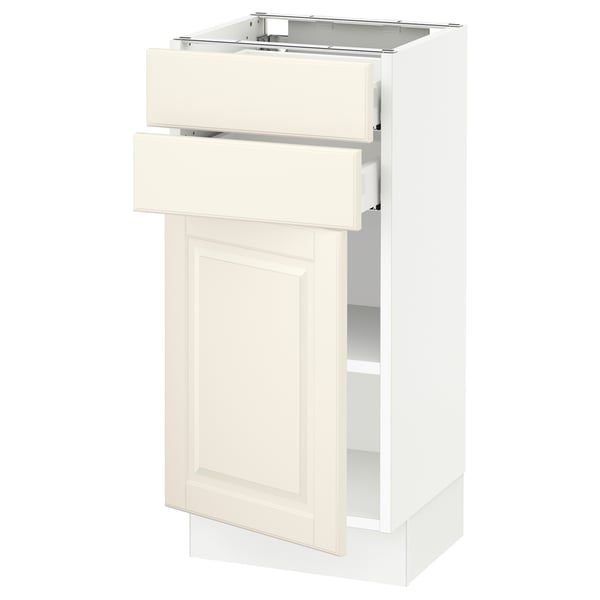 SEKTION / MAXIMERA Gabinete bajo+puerta/2 cajones, blanco/Bodbyn color hueso, 15x15x30 "