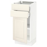 SEKTION / MAXIMERA Gabinete bajo+puerta/2 cajones, blanco/Bodbyn color hueso, 15x15x30 "