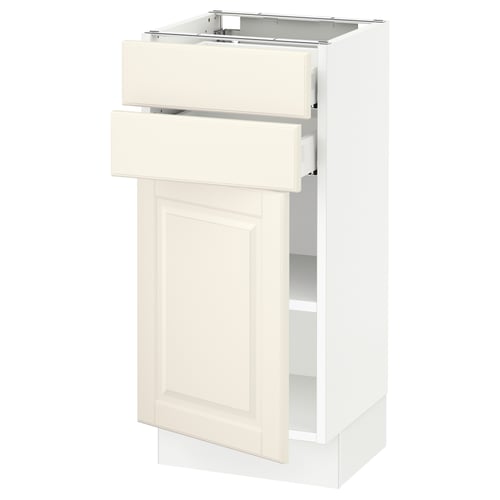 SEKTION / MAXIMERA Gabinete bajo+puerta/2 cajones, blanco/Bodbyn color hueso, 15x15x30 "