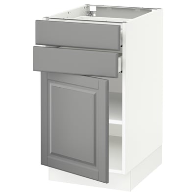 SEKTION / MAXIMERA Gabinete bajo+puerta/2 cajones, blanco/Bodbyn gris, 18x24x30 "