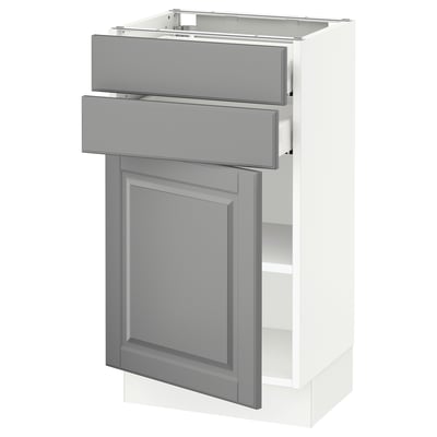 SEKTION / MAXIMERA Gabinete bajo+puerta/2 cajones, blanco/Bodbyn gris, 18x15x30 "