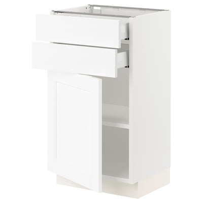 SEKTION / MAXIMERA Gabinete bajo+puerta/2 cajones, blanco Enköping/blanco efecto madera, 18x15x30 "