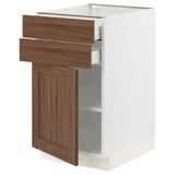 SEKTION / MAXIMERA Gabinete bajo+puerta/2 cajones, blanco Enköping/marrón efecto de nogal, 18x24x30 "