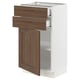 SEKTION / MAXIMERA Gabinete bajo+puerta/2 cajones, blanco Enköping/marrón efecto de nogal, 18x15x30 "