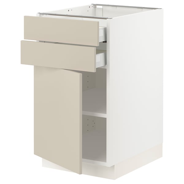 SEKTION / MAXIMERA Gabinete bajo+puerta/2 cajones, blanco/Havstorp beige, 18x24x30 "