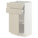 SEKTION / MAXIMERA Gabinete bajo+puerta/2 cajones, blanco/Havstorp beige, 18x15x30 "