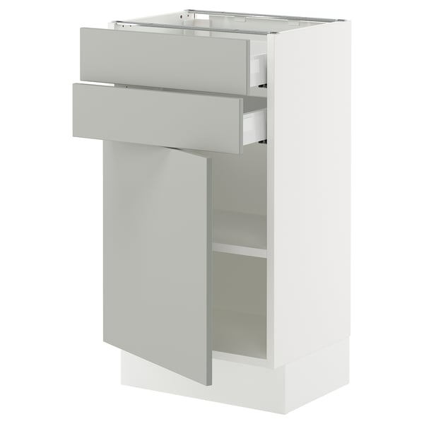 SEKTION / MAXIMERA Gabinete bajo+puerta/2 cajones, blanco/Havstorp gris claro, 18x15x30 "