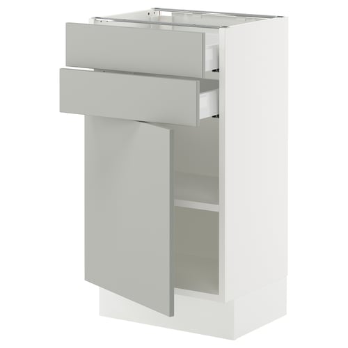 SEKTION / MAXIMERA Gabinete bajo+puerta/2 cajones, blanco/Havstorp gris claro, 18x15x30 "