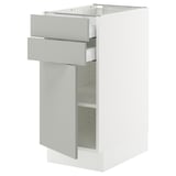 SEKTION / MAXIMERA Gabinete bajo+puerta/2 cajones, blanco/Havstorp gris claro, 15x24x30 "