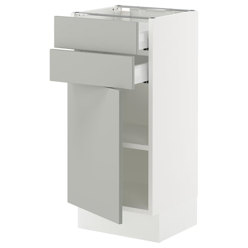 SEKTION / MAXIMERA Gabinete bajo+puerta/2 cajones, blanco/Havstorp gris claro, 15x15x30 "