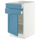 SEKTION / MAXIMERA Gabinete bajo+puerta/2 cajones, blanco/Lerhyttan azul, 18x24x30 "